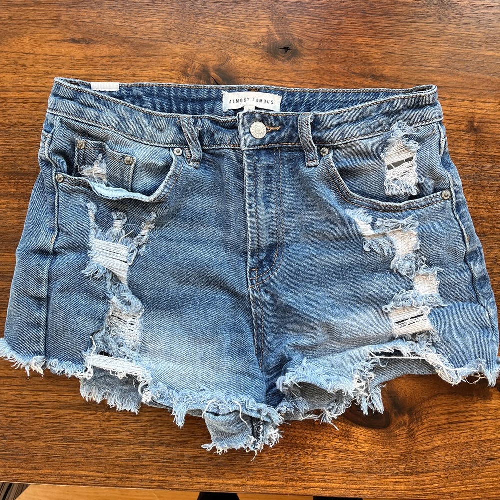 Almost famous size 9 light denim ripped shorts